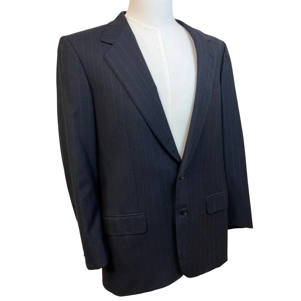 BRIONI Blazer Sport Coat 40L Blue‎ Pinstripe Wool Italy Luxury Professional